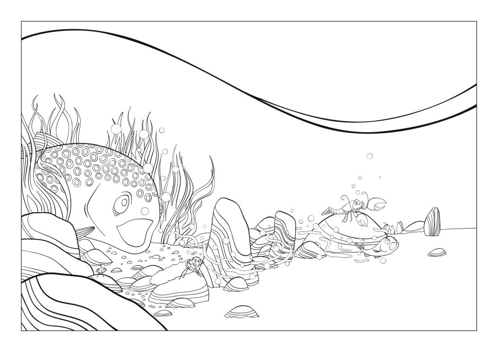 Coloriage gratuit à imprimer - album jeunesse "Nage dans le bonheur"